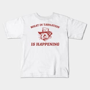 what in Tarnation is happening shirt, Funny Cowboy Possum Meme shirt, Retro Cartoon Kids T-Shirt